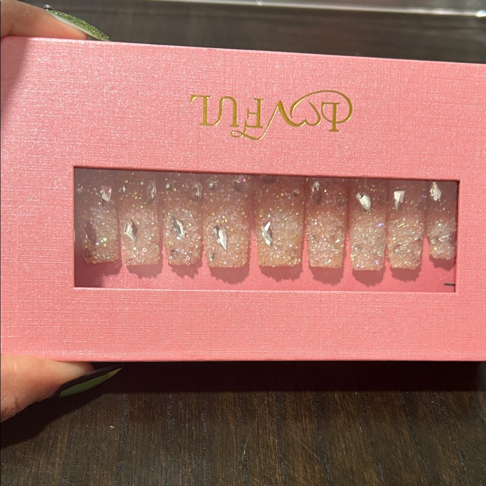 Pink Glitter Press-On Nails